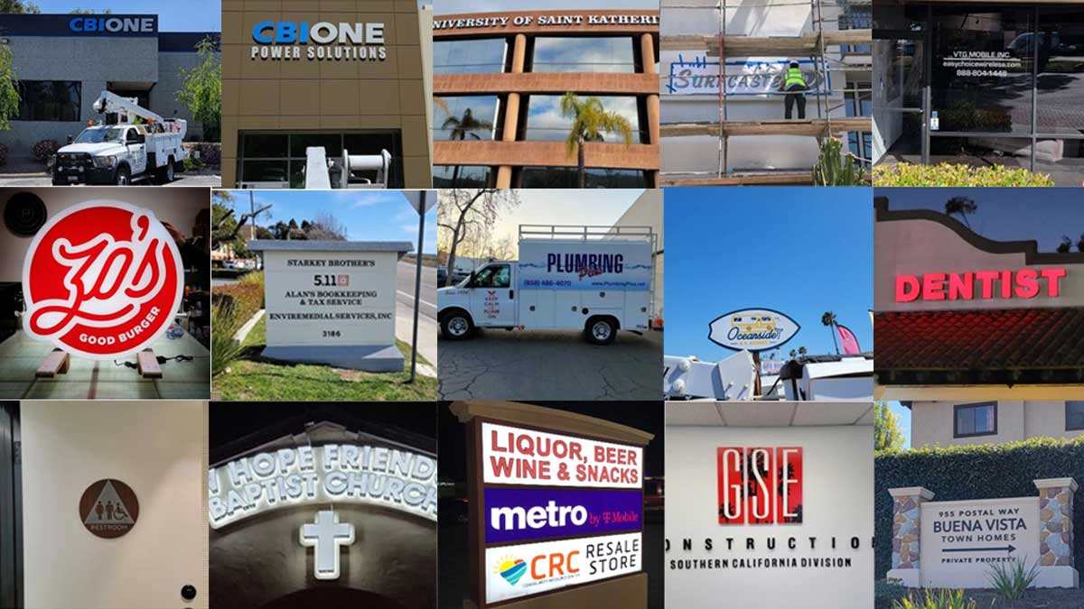 A collage of custom Business Signs