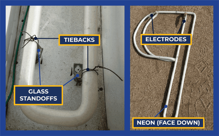 sign parts, part 2 of 2 tie backs glass stand offs electrodes