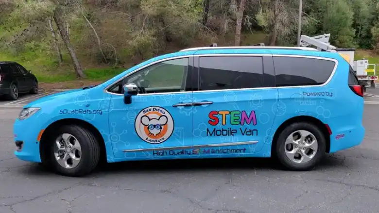 Full vehicle wrap for SD LabRats STEM Mobile Van, designed & Installed by Innovative Sign Systems