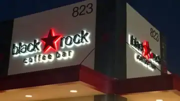 Black Rock Coffer Halo Channel Letters, Vista, Ca
