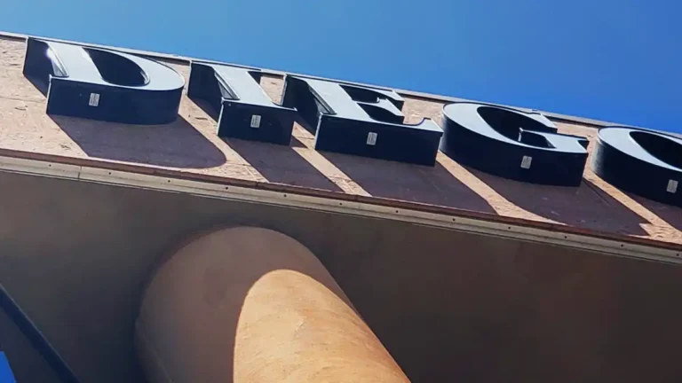channel letter weep holes san diego Close-up of weep holes drilled into the base of an aluminum channel letter sign for moisture drainage, fabricated at Innovative Sign Systems' Vista, CA facility